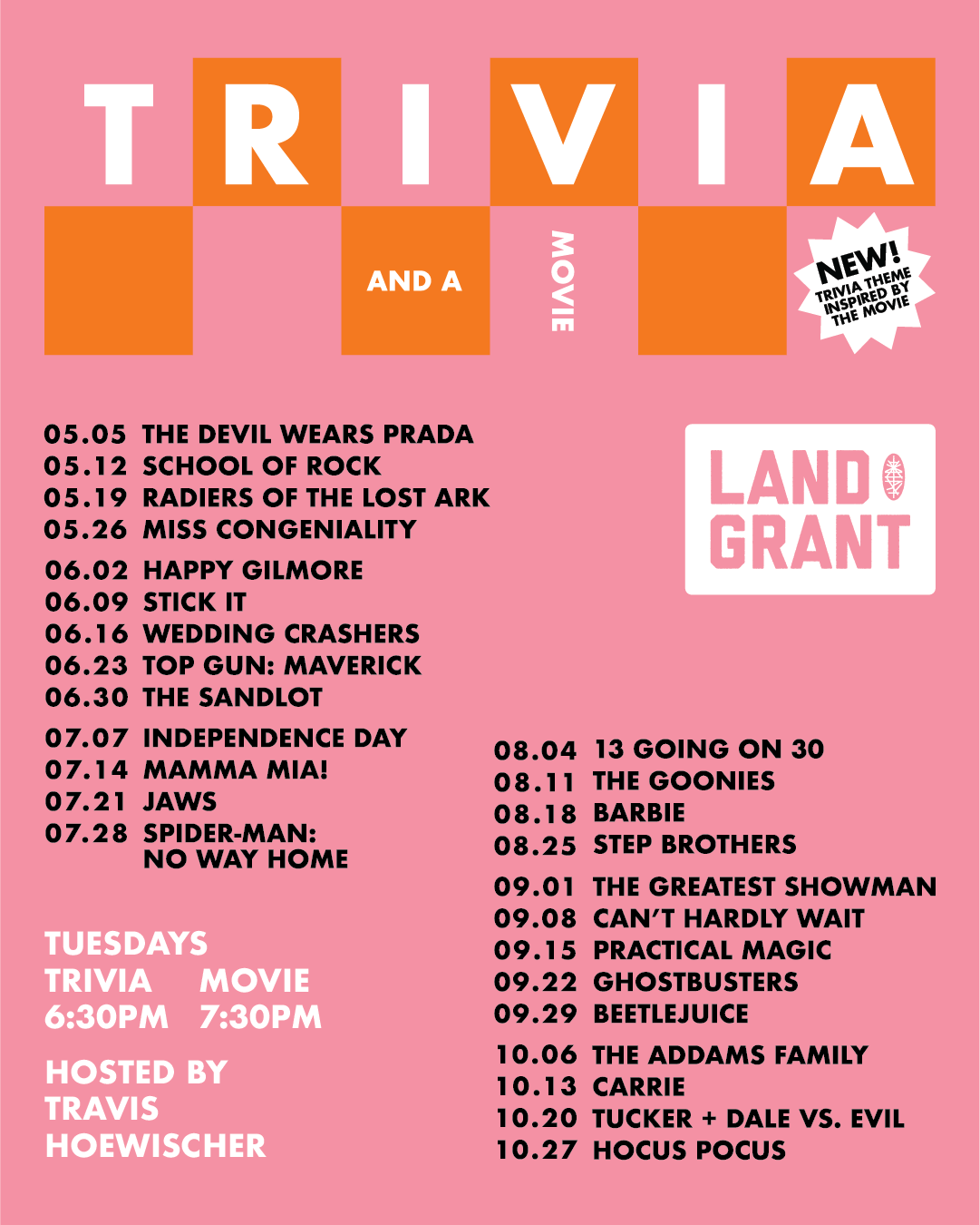 Tuesday trivia and movie night at Land-Grant